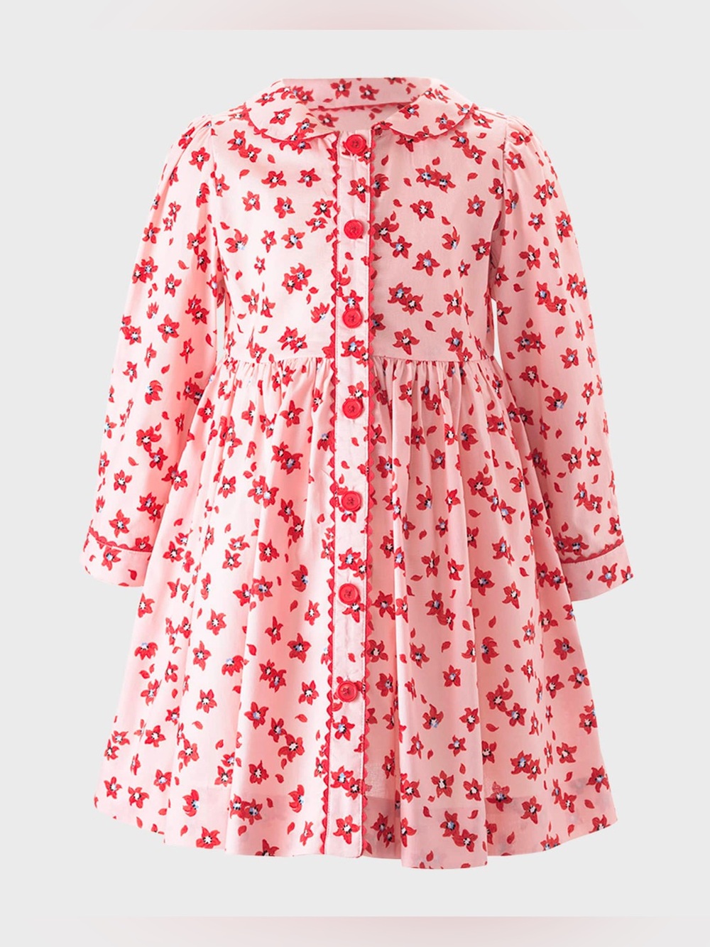 Rachel Riley Girl's Floral-Print Peter Pan Collared Dress Size 5Y